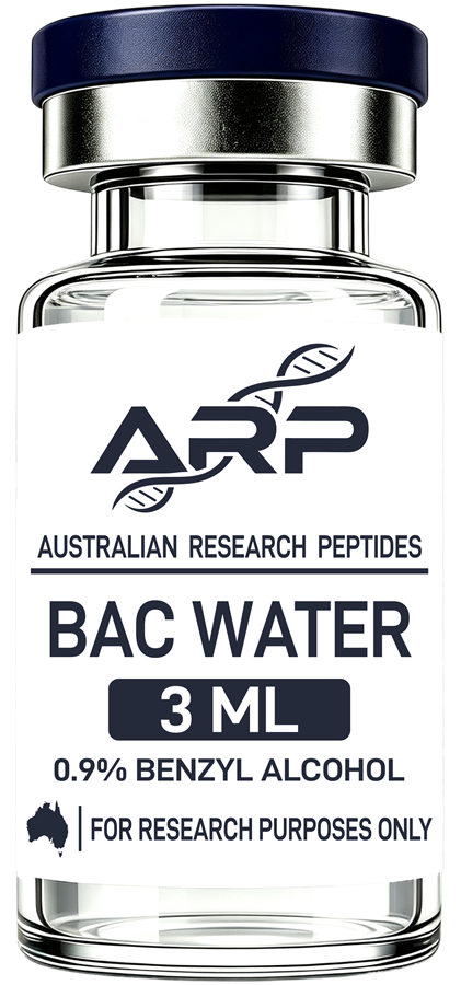 BAC Water 3ml research vial with Australian Research Peptides label