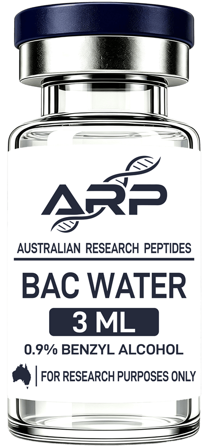 BAC Water 3ml research vial with Australian Research Peptides label