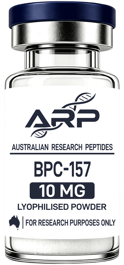 BPC-157 10mg research vial with Australian Research Peptides label